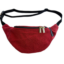 Load image into Gallery viewer, Vintage Upholstery Crescent Fanny Pack - red