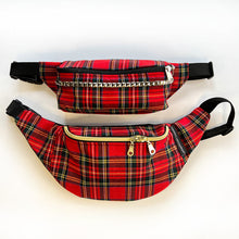 Load image into Gallery viewer, Red Plaid Rectangle Fanny Pack