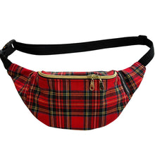 Load image into Gallery viewer, Red Plaid Crescent Fanny Pack