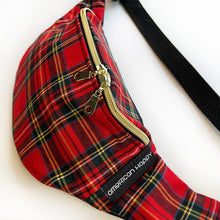 Load image into Gallery viewer, Red Plaid Crescent Fanny Pack