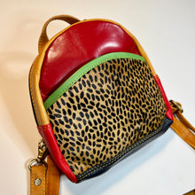 Load image into Gallery viewer, Salvaged Leather Mini Backpack - Red/Multi
