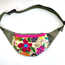 Load image into Gallery viewer, Floral Oilcloth Crescent Fanny Pack - Olive