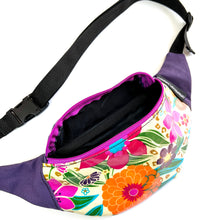 Load image into Gallery viewer, Floral Oilcloth Crescent Fanny Pack - Purple