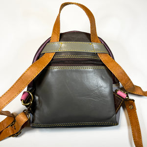 Salvaged Leather Mini Backpack - Green/Multi
