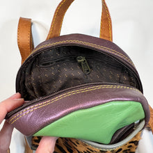 Load image into Gallery viewer, Salvaged Leather Mini Backpack - Green/Multi