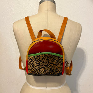 Salvaged Leather Mini Backpack - Red/Multi