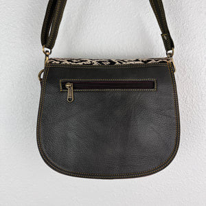 Salvaged Leather Crossbody Bag - baby blue