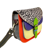 Load image into Gallery viewer, Salvaged Leather Crossbody Bag - bright orange