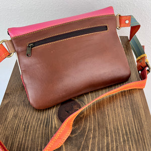 Salvaged Leather Belt Bag - red