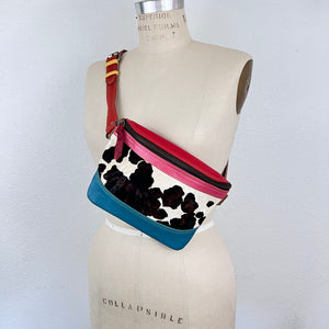 Salvaged Leather Belt Bag - turquoise