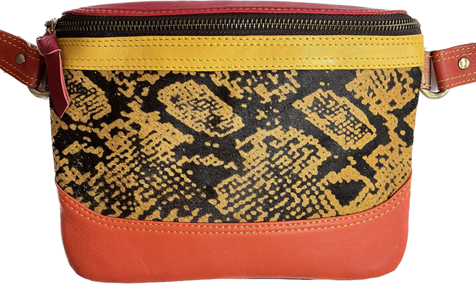Salvaged Leather Belt Bag - orange
