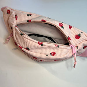 Corduroy Fanny Pack - Pink Strawberry Print