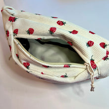 Load image into Gallery viewer, Corduroy Fanny Pack - White Strawberry Print