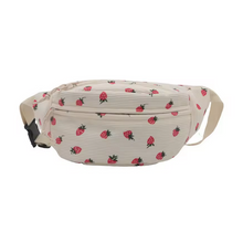 Load image into Gallery viewer, Corduroy Fanny Pack - White Strawberry Print