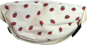 Corduroy Fanny Pack - White Strawberry Print