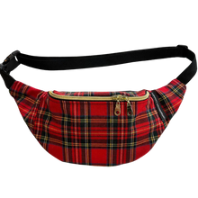 Load image into Gallery viewer, Red Plaid Crescent Fanny Pack