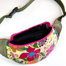 Load image into Gallery viewer, Floral Oilcloth Crescent Fanny Pack - Olive
