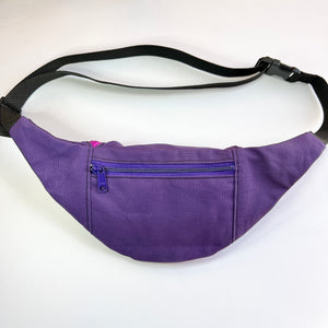 Floral Oilcloth Crescent Fanny Pack - Purple