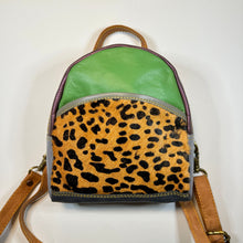 Load image into Gallery viewer, Salvaged Leather Mini Backpack - Green/Multi