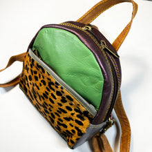 Load image into Gallery viewer, Salvaged Leather Mini Backpack - Green/Multi