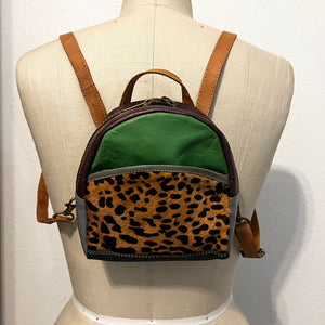 Salvaged Leather Mini Backpack - Green/Multi