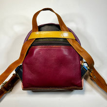 Load image into Gallery viewer, Salvaged Leather Mini Backpack - Brown/Multi