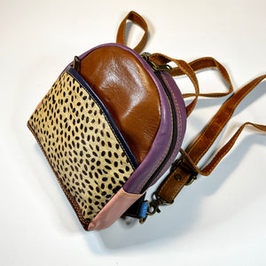 Salvaged Leather Mini Backpack - Brown/Multi
