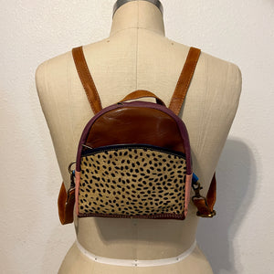 Salvaged Leather Mini Backpack - Brown/Multi